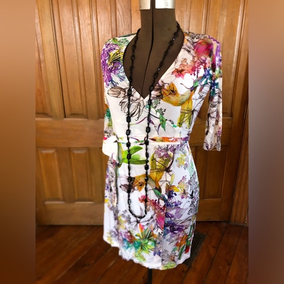 Vibrant Colourful Floral Wrap Dress - Picture 1 of 15